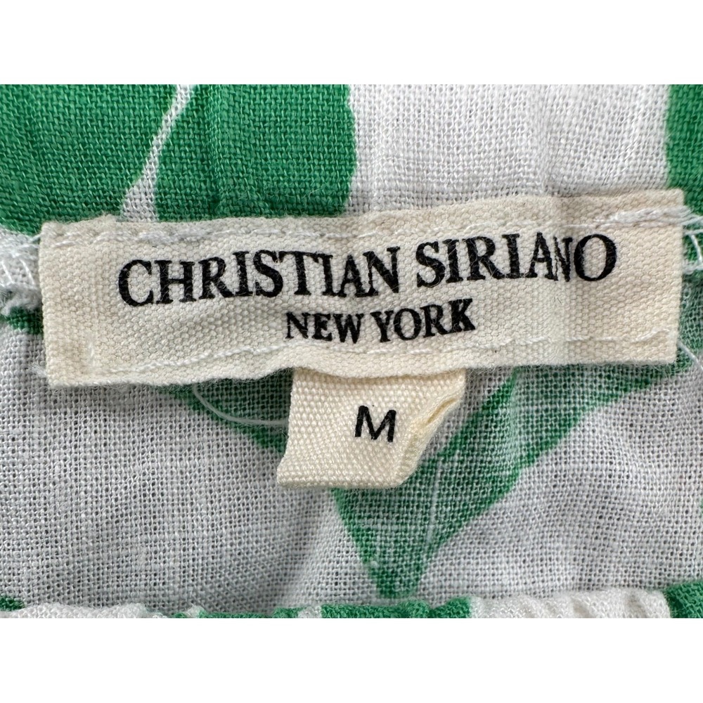 Christian Siriano Skirt Women M Green White Linen Midi Breathable Mediterranean - Picture 3 of 8